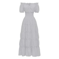 Tking Fashion's Court Victorian Maxi haljine kratke rukave s ramena ruffle cosplay cosplay haloween haljine bijele