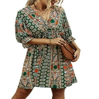 Ženska ležerna haljina s izrezom u obliku slova B i kratkim rukavima u boho stilu za žene za ljeto