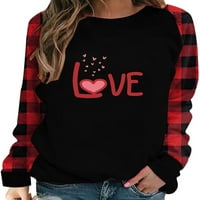 Majica za žene, majica s printom srca, majice s okruglim vratom, casual krojeni pulover, tunika s dugim rukavima,