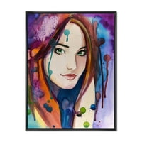 Šareni portret zelenih očiju Mlada žena uokvirena slikarstvom platno umjetnički tisak