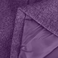 Ženski zarezni rever s dvostrukim dvostrukim vunenim kaputom paunom zima ležerna dugačka jakna Orcoat Purple xl