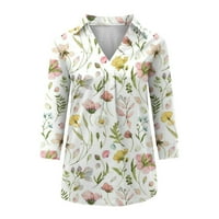 Ženske cvjetne bluze proljeće jeseni casual vrhovi Klasične majice majice rukava rever v vrat majice Drvana ležerna