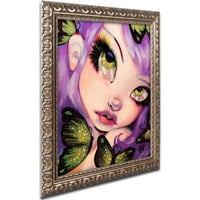 Zaštitni znak likovna umjetnost Green Eyed Violet Canvas Art by Natasha Wescoat, zlatni ukrašeni okvir