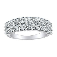 Okrugli bijeli prirodni karatni dijamant, dvoredni zaručnički prsten od punog bijelog zlata od 14 karata, veličina