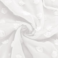 Haljina za žene- elegantna čipkasta mrežasta haljina dugi rukavi puni zip v vrat fit flare solidna haljina bijela