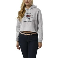 Ženska liga Collegiate Wear Heather Grey Pennsylvania Quakers obrezana puloverska kapuljača