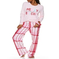 Sleep & Co. Women's & Women's Plus dugi rukavi i plišani hladni dnevni boravak pidžama set za spavanje s odgovarajućim