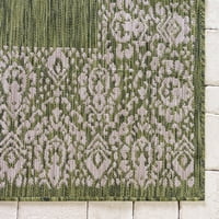 Jedinstveni tkalački stan s cvjetnim obrubom unutarnji i vanjski rubni tepih od bjelokosti zelene boje 4' 1 6'