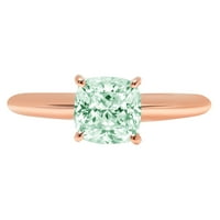 2. CT briljantni jastuk rez simuliran zeleni dijamant 14K ružičasti zlatni prsten SZ 6.5