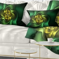 Jedinstveni fraktalni zeleni cvijet na crno - cvjetni jastuk za bacanje - 16x16