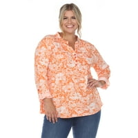 Ženska bluza s nabranim rukavima S cvjetnim printom u veličini Plus veličine