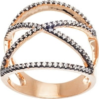 dvobojni križni prsten od 18k ružičastog zlata preko srebra