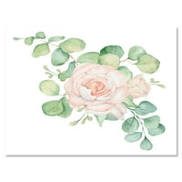 DesignArt 'buket ružičastih ruža cvjetovi i eukaliptus lišće' tradicionalno platno zidne umjetničke otiske