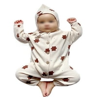 Bomotoo baby labave gumbe za romper waffle playsuit home slatka s hat kombinezonom beige 90