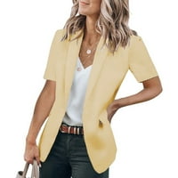 Plus size ženske Ležerne jakne kratkih rukava s otvorenim prednjim džepovima Plus size jakne jednobojni kaput