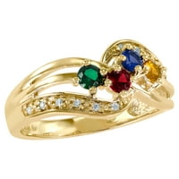 Zadržati personalizirani obiteljski nakit Sage Majčinski prsten za rođenje u srebrom, 10k zlata preko srebra,