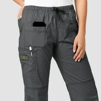Teretne hlače s Više džepova, tamno smeđa, izrez u obliku slova u