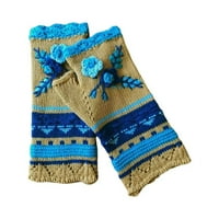 WORINLYMY pletene rukavice Žene pletene rukavice Ins zimska vremenska uzorka odjeća za zgušnjavanje bez prstiju