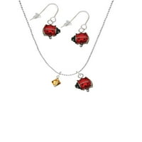 Nakit u studenom-žuta kristalna ogrlica od crvene bubamare i naušnice za namotavanje