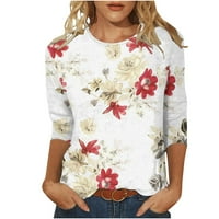 Ležerne bluze za ženske modne tiskane rukave majice bluza okrugli vrat casual vrhovi