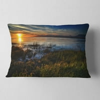 Dizajnerski topli riječni zalazak sunca s migracijskim guskama - jastuk s pejzažnim printom-12.20