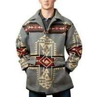 Zimska jakna za muškarce-kaput širokog kroja s reverom dugih rukava s kapuljačom na kopčanje Vintage jakna od