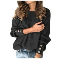 Ženski džemperi u jesenskom džemperu ženski jednobojni džemper dugih rukava ležerni široki pulover s okruglim