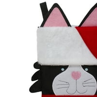 Božićna čarapa od 19,5 s crnim i crvenim vezom Kittie cat