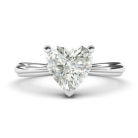 Zaručnički prsten od bijelog zlata od 14 karata s imitacijom dijamanta u obliku srca s podignutim drškom, zaručnički