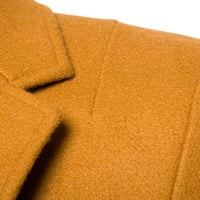 Tklpehg jakne za muškarce trendi dugih kaputa moda Čvrsta boja Srednja ležerna vunena kaputa dugačka rukava s