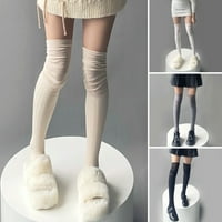 Par okomitih prugastih čarapa na bokovima, jesensko-zimske ženske čarape do koljena iznad koljena