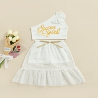 2-7y Fashion Kids Girls Odjeća sets One Rame Bow slovo tiskani prsluk vrhovi+točkice ruffle mrežice plamtene kratke