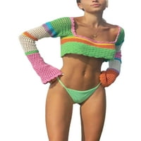 + Ženski vanjski heklani krop u boji, pulover, džemper, majice, široke košulje u obliku krpica iz 90-ih