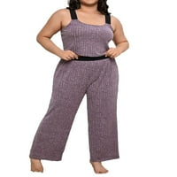 Obične kaiševe hlače PJ setovi bez rukava mauve purple plus size setovi pidžama