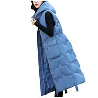 Ženski zimski kaputi, Ženski modni prsluk s podstavom, jakna bez rukava s kapuljačom s patentnim zatvaračem, kao