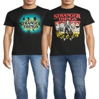 Stranger Things Muški i veliki muški kutiji Sjaj grafičke majice, 2-pak, veličine S-3xl
