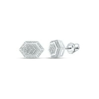 Srebrne ženske naušnice u obliku šesterokutnog okruglog dijamanta