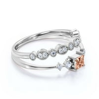 Zaručnički prsten od Morganita i dijamantnog moissanita princeza od 1 karata, nježni zaručnički prsten od bijelog