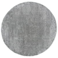 Monokromatski plišani tepih od paperja, siva, 6'7 6'7 Okrugli
