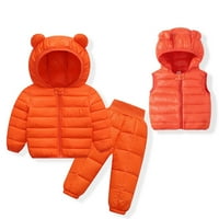 ; / Zimske donje jakne za malu djecu, jakna + donje hlače+ donji prsluk , Komplet odjeće s kapuljačom medvjeda,