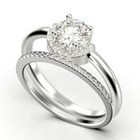 Fairy Minimalist 1. Karata okrugla izrezana dijamantna moissanite zaručnički prsten vjenčani prsten, jedan odgovarajući