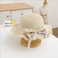 Douhoow Kids Girl Straw Hat torba set, ljetni široki rub Bowknot plaža sunčana kapica i torba za rame
