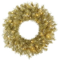 Umjetni Božićni vijenac od zlatne i srebrne šljokice od 94, prozirne žarulje sa žarnom niti s tvrdim premazom