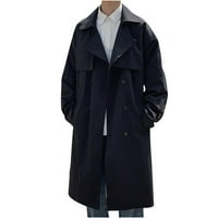 Muška zimska vjetrovka jednostavna jednobojna gornja odjeća s dvostrukim kopčanjem jakne s džepovima Ležerne duge