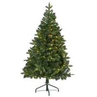 Gotovo prirodni čist prelitni vođeni zeleni ukrašeni božićno drvce, 5 '