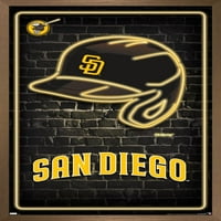 San Diego Padres - neonski plakat na zidu s kacigom, uokviren 22,375 34