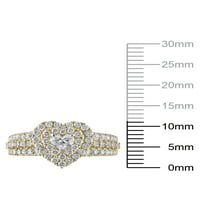 1- Karat T.W. Sjajnost fini nakit Srce izrezan dijamantni zaručnički prsten u 10kt žutom zlatu, veličina 6