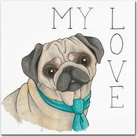 Zaštitni znak likovna umjetnost Puppy Love Pug Color Canvas Art by Elyse Deneige