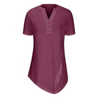 Ženske Ležerne majice s izrezom u obliku slova U i nekoliko gumba, obične košulje s tunikom kratkih rukava, ljetne