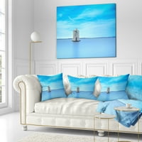 Dizajnirati stara španjolska vjetrenjača u plavoj laguni - jastuk za bacanje morske obale - 18x18